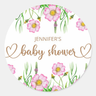 Wildflowers baby in bloom baby shower classic round sticker