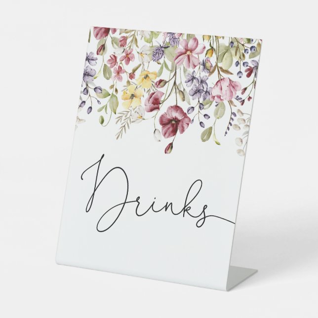 Wildflowers Baby In Bloom Baby Shower Drinks  Pedestal Sign (Front)