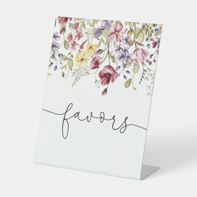 Wildflowers Baby In Bloom Baby Shower Favours Pedestal Sign (Front)