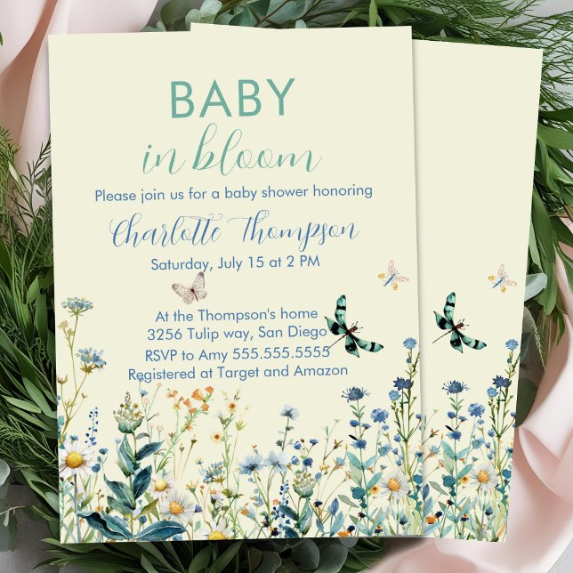Wildflowers baby in bloom baby shower  invitation (Creator Uploaded)