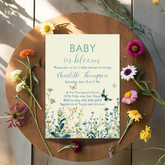 Wildflowers baby in bloom baby shower  invitation