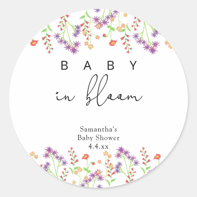 Wildflowers - Baby in bloom Classic Round Sticker (Front)