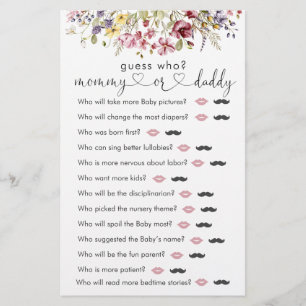 Wildflowers Baby In Bloom "Guess Who" Game