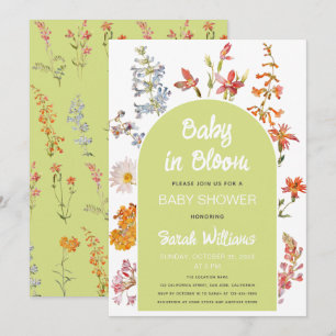 Wildflowers Baby in Bloom Shower Green Arch Floral Invitation