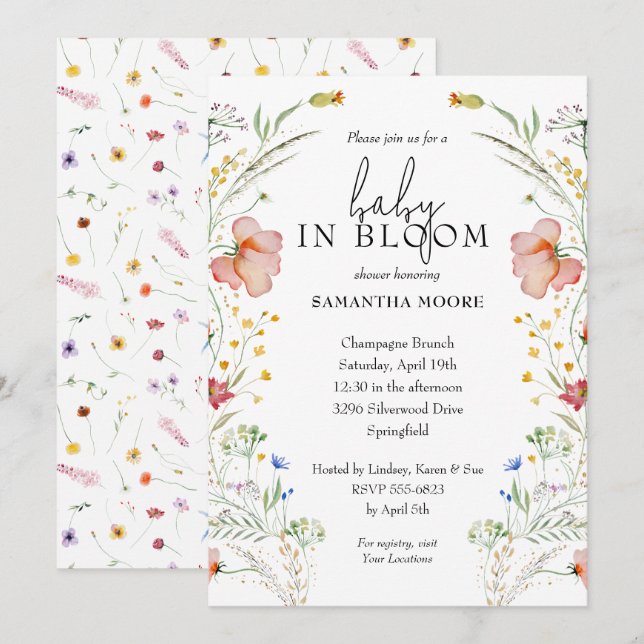 Wildflowers Baby in Bloom Shower Invitation (Front/Back)