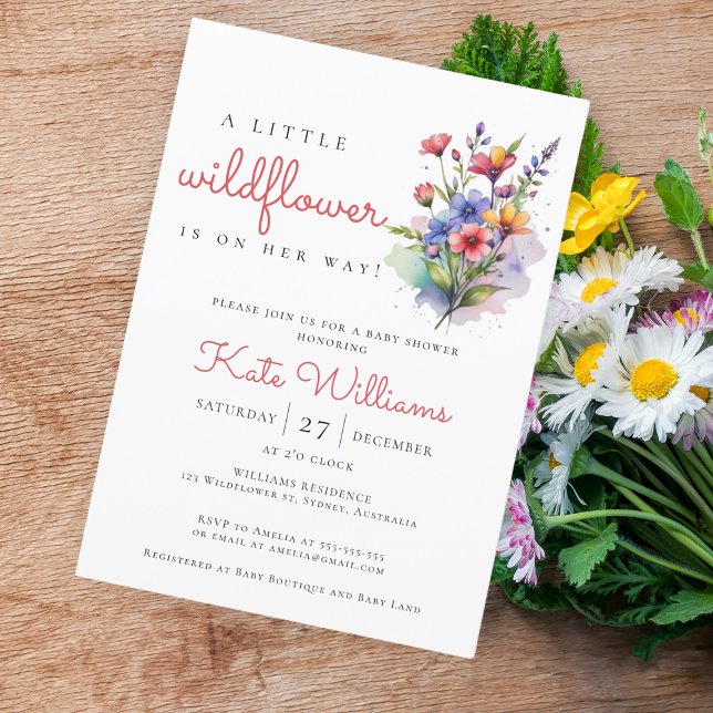 Wildflowers Baby in bloom watercolor floral Invitation (Creator Uploaded)