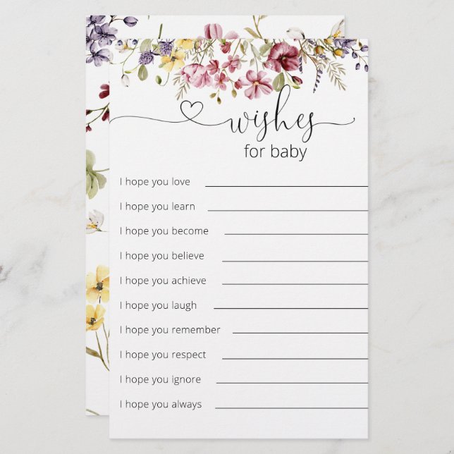 Wildflowers Baby In Bloom Wishes For Baby (Front/Back)