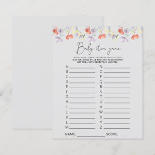 Wildflowers Baby Item Game. Baby Shower Game