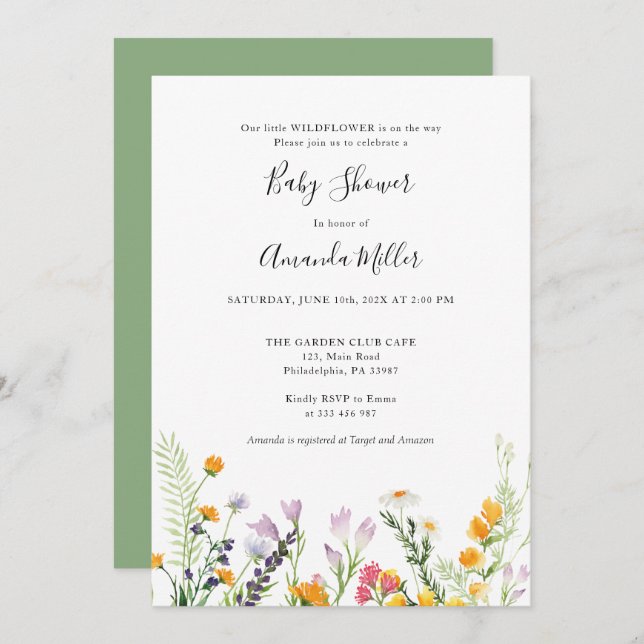 Wildflowers Baby Shower Boho Spring Save The Date (Front/Back)