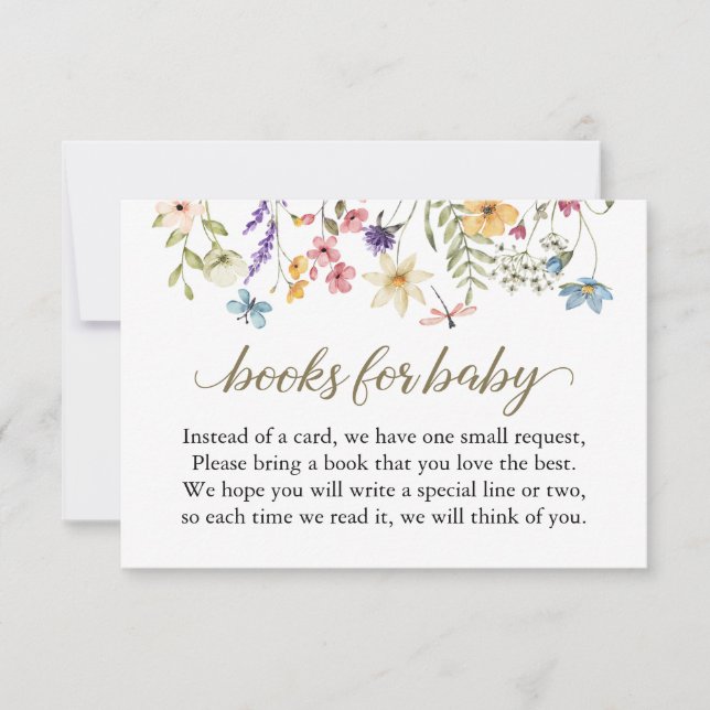 Wildflowers Baby Shower Book Request Card (Front)