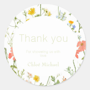 wildflowers Baby shower   Classic Round Sticker