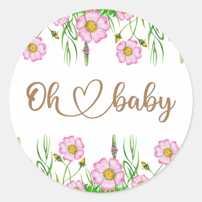 Wildflowers Baby Shower Classic Round Sticker (Front)