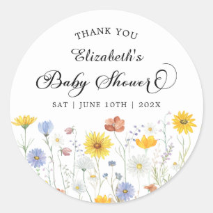 Wildflowers Baby Shower Classic Round Sticker