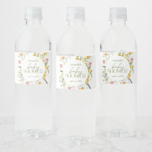 Wildflowers Baby Shower custom Water Bottle Label