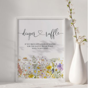 Wildflowers Baby Shower Diaper Raffle Poster