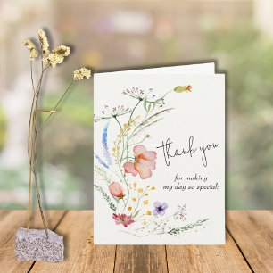 Wildflowers Baby Shower Green Thank You Card