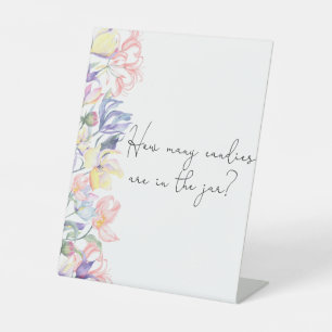 Wildflowers baby shower Guess how many candies Pedestal Sign