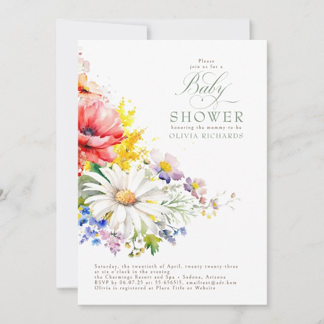 Wildflowers Baby Shower Invitation (Front)