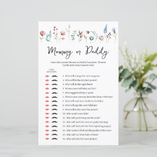 Wildflowers Baby Shower Mummy or Daddy Game