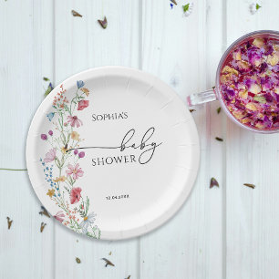 Wildflowers Baby Shower Paper Plate