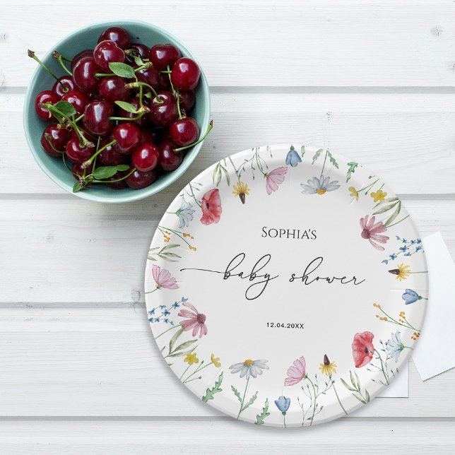 Wildflowers Baby Shower Paper Plate (Creator Uploaded)