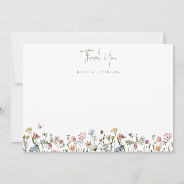 Wildflowers Baby Shower Personalised Thank You (Front)
