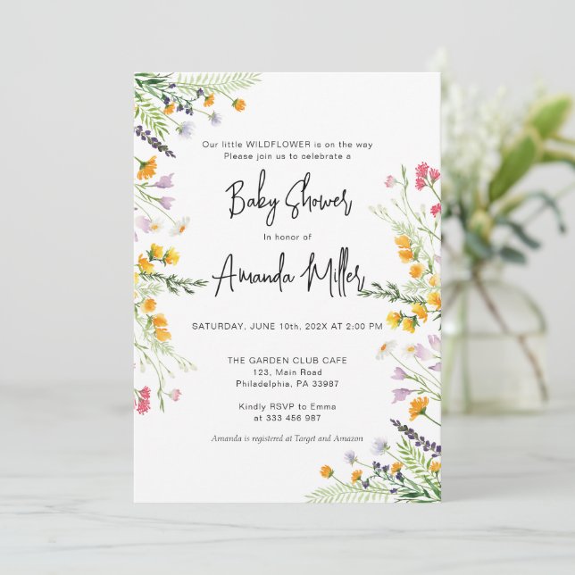 Wildflowers Baby Shower Spring Save The Date (Standing Front)
