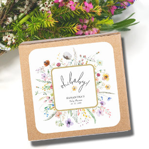 Wildflowers Baby Shower Square Sticker