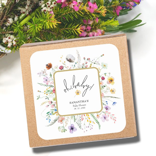 Wildflowers Baby Shower Square Sticker (Wildflowers Baby Shower Square 3" Stickers)