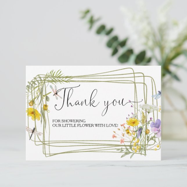 Wildflowers Baby Shower Thank You Card (Standing Front)