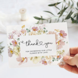 Wildflowers baby shower thank you card