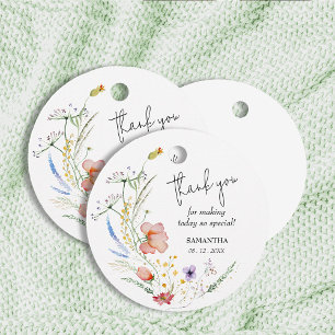 Wildflowers Baby Shower Thank You Favour Tags