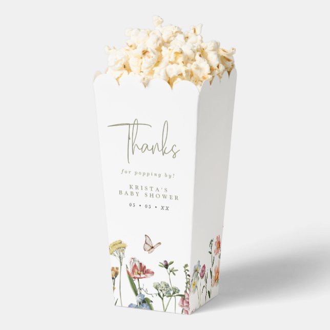 Wildflowers Baby Shower Thank You Popcorn Favour Box (Popped)