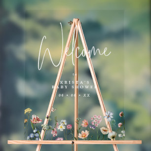 Wildflowers Baby Shower Welcome Acrylic Sign