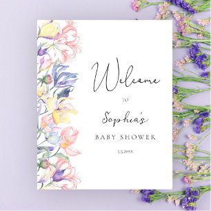 Wildflowers baby shower welcome poster