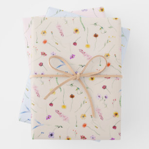 Wildflowers Baby Shower Wrapping Paper Sheet