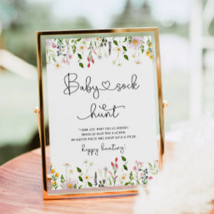 Wildflowers Baby sock hunt baby shower Poster