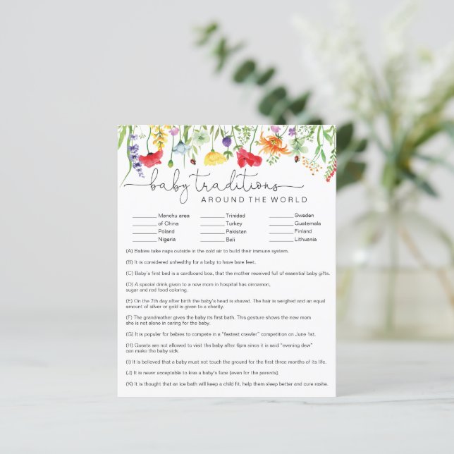 Wildflowers Baby Traditions Around The World Game (Standing Front)