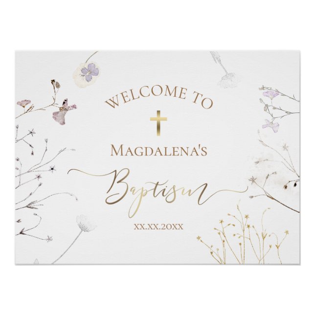 wildflowers Baby's Baptism sign (Front)