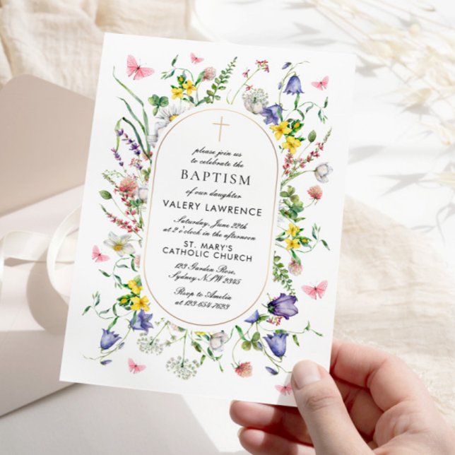Wildflowers Baptism Boho Chic Invitation (Creator Uploaded)