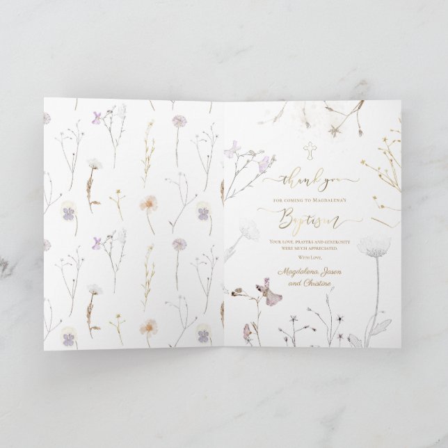 wildflowers Baptism thank you for coming Card (Inside)