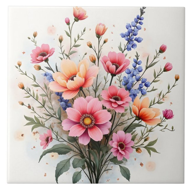 Wildflowers Beautiful Modern Luxury Collection Tile (Front)