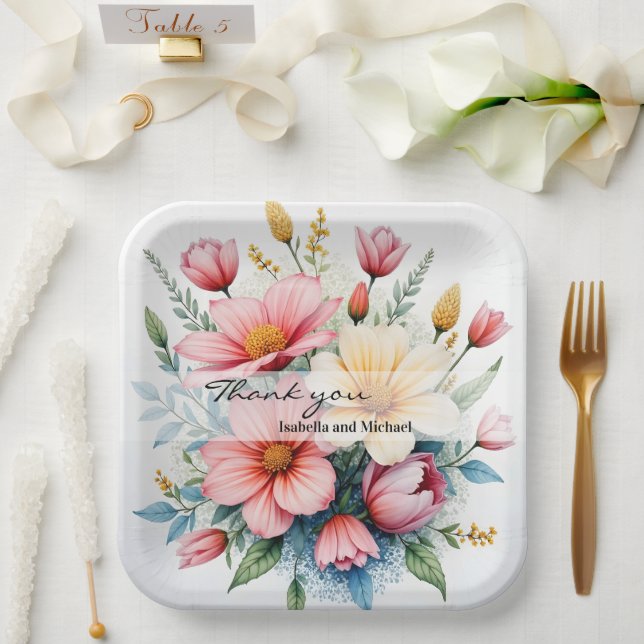 Wildflowers Beautiful Trendy Luxury Collection Paper Plate (Wedding)