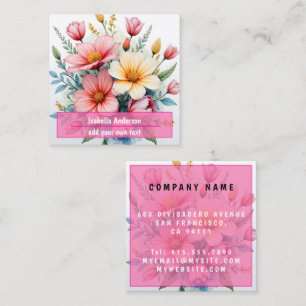Wildflowers Beautiful Trendy Luxury Collection Square Business Card