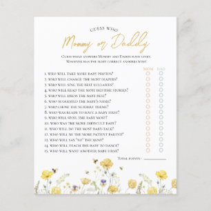 Wildflowers & Bee Guess Who Baby Shower Game