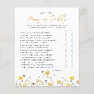 Wildflowers & Bee Guess Who Baby Shower Game