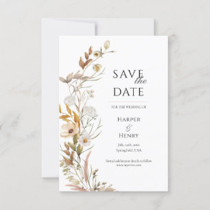 Wildflowers Beige Boho Botanical  Save The Date