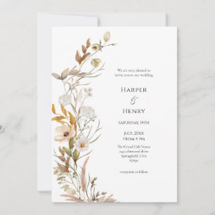 Wildflowers Beige Boho Botanical Wedding  Invitation