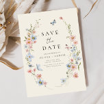 Wildflowers Beige Boho Save the Date Minimalist<br><div class="desc">This elegant boho save the date minimalist wildflower invitation is the perfect way to announce your upcoming nuptials in a stylish and affordable way. The invitation features a simple design with a wildflower and a modern font. The invitation is customisable with your own text and details, making it the perfect...</div>