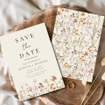 Wildflowers Beige Boho Save the Date Minimalist<br><div class="desc">This elegant boho save the date minimalist wildflower invitation is the perfect way to announce your upcoming nuptials in a stylish and affordable way. The invitation features a simple design with a wildflower and a modern font. The invitation is customisable with your own text and details, making it the perfect...</div>